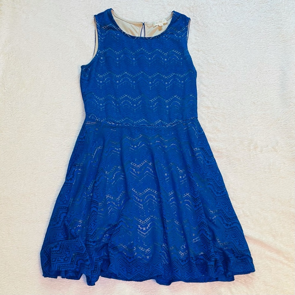 Knee Length Blue Double Layer Dress